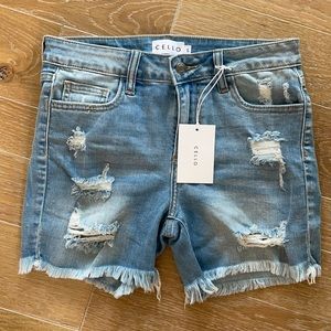 Cello frayed denim shorts.